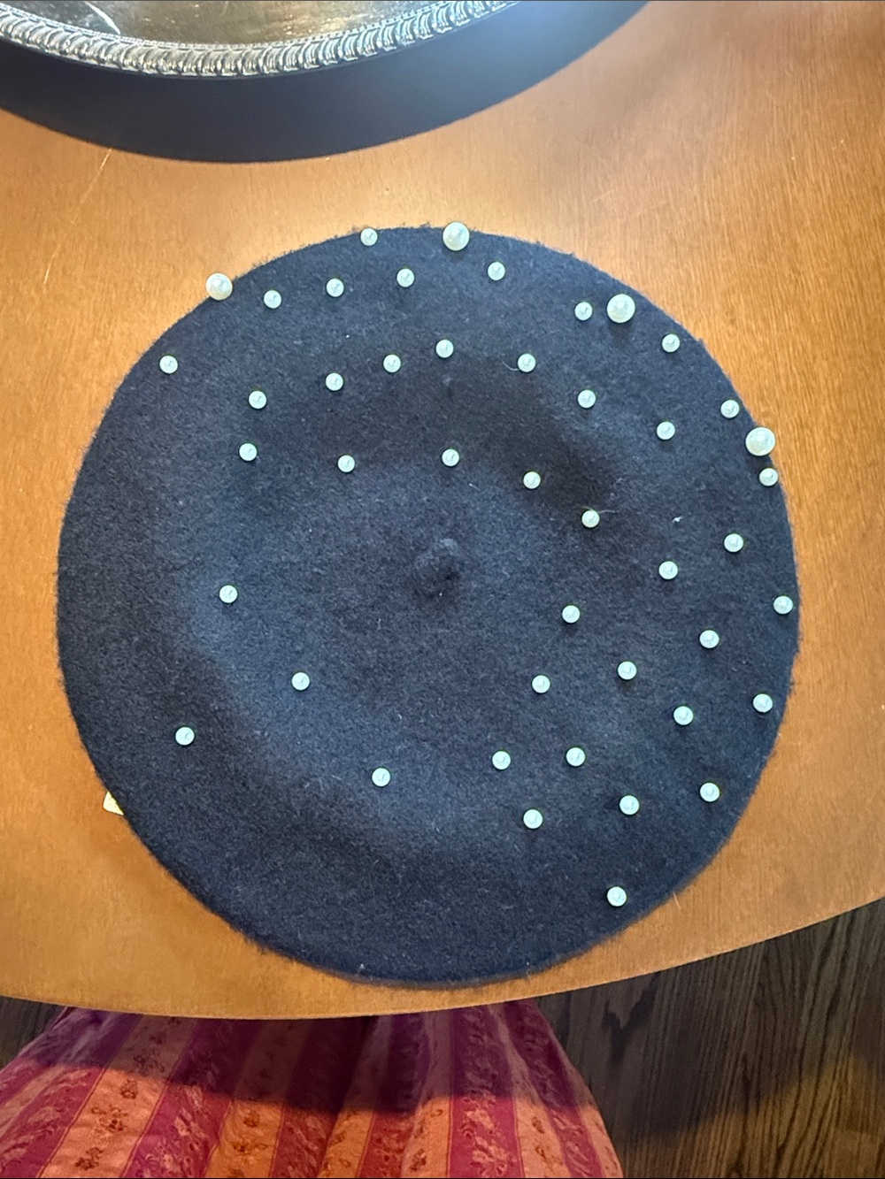 NWT Anthropologie Black Pearl Beret